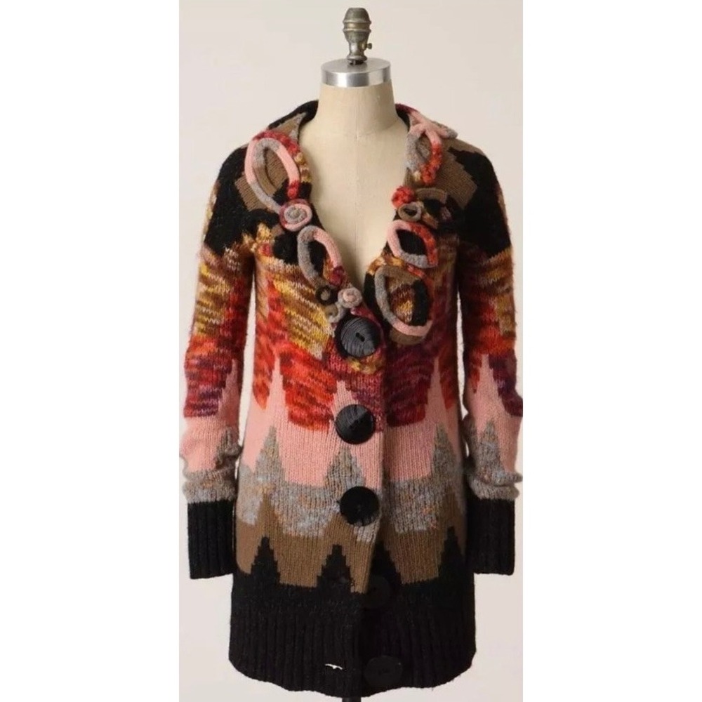 Anthropologie SLEEPING ON SNOW Loops‎ & Angles Cardigan Sweater Wool Small